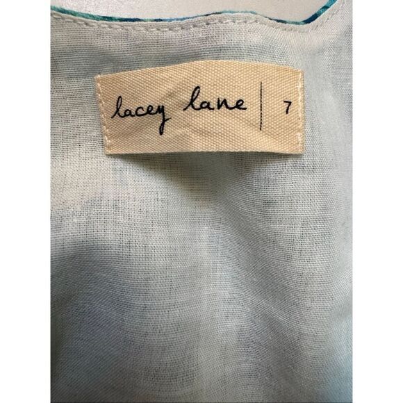 Lacey Lane whimsy daisy floral retro 70s style dress girls size 7 blue retro sle - Picture 5 of 7